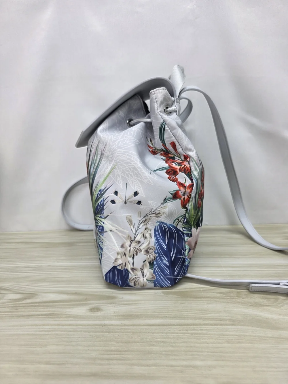 Ted Baker White Floral Parrot Drawstring Backpack